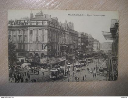 MARSEILLE Rue Cannebiere tram tramway Bouches-du-Rhone postcard FRANCE