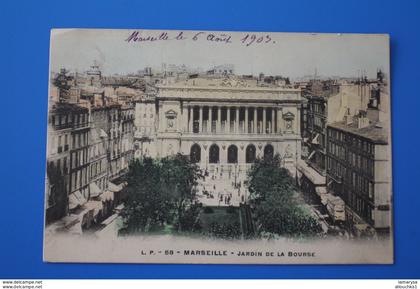 précurseur 1903 JARDIN DE LA BOURSE Canebière, centre ville MARSEILLE CPA-Carte Postale [13] Bouches-du-Rhône-pour la Pa