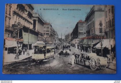 TROLLEY-BUS-TRAMWAY--1908 Canebière, centre ville MARSEILLE CPA-Carte Postale [13] Bouches-du-Rhône  Pour MARSEILLE
