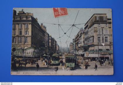TROLLEY-BUS-TRAMWAY--1908 Canebière, centre ville MARSEILLE CPA-Carte Postale [13] Bouches-du-Rhône  Pour St Maximin var