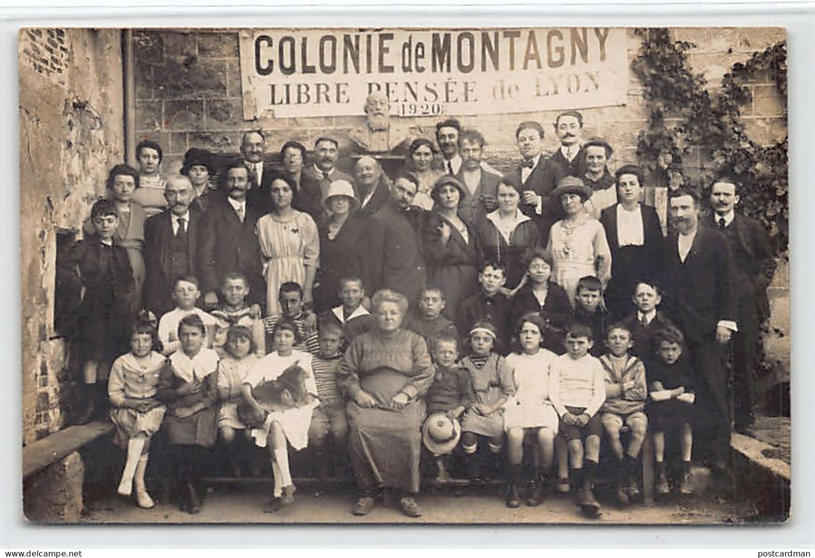 France - MONTAGNY (69) Colonie de la Libre Pensée de Lyon en 1920 - CARTE PHOTO - Ed. Durand