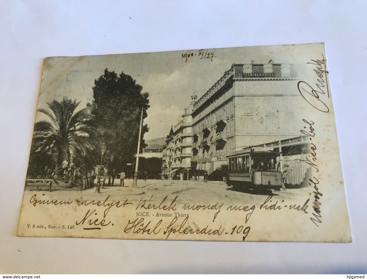 France Nice Nizza électrique tram Strassenbahn Avenue Thiers nice stamp Palace Hotel 11126 post card Postkarte POSTCARD