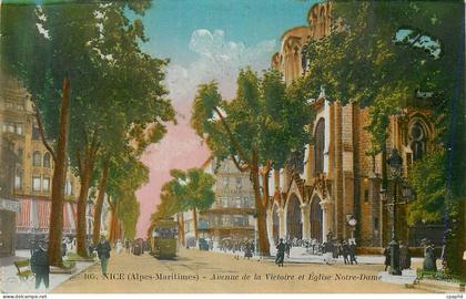 CPA Nice Monuments edifices de l'Eglise Notre Dame Tramway