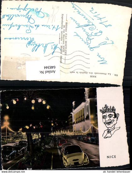 648344,Foto Ak Nice Nizza Auto La Promenade des Anglais la nuit France