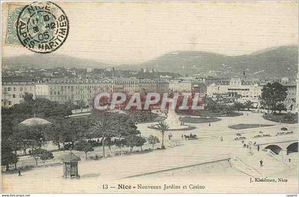 CPA Nice Nouveaux Jardins et Casino (carte toilée)