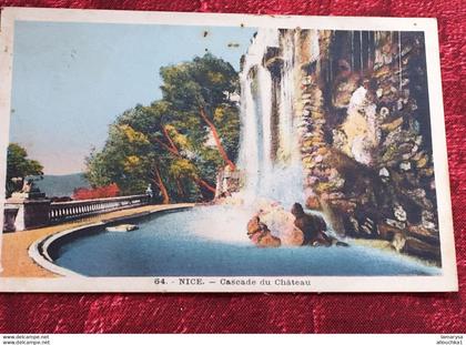 1939 -Nice [06] Alpes Maritimes  Parcs et jardins -Carte Postale CPA-Localisée Cascade du château-colorisée