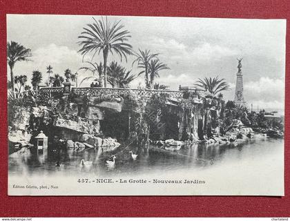Cartolina - Nice - La Grotte - Nouveaux Jardins - 1910 ca.