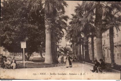 CPA Nice Jardins Gambetta Palmiers
