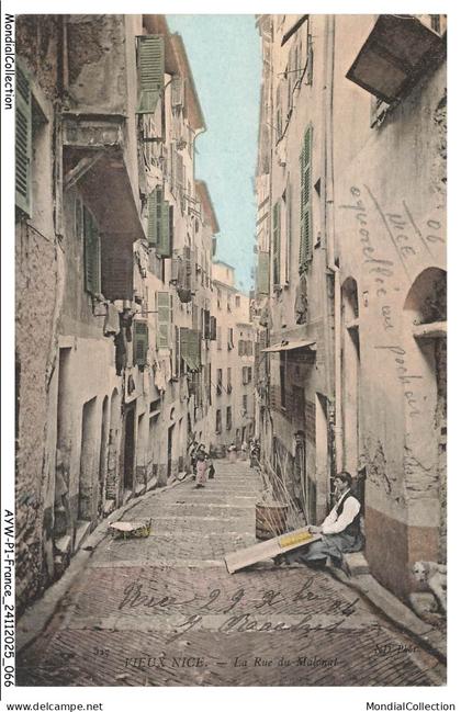 AYWP1-0034-06 - Aquarelle au Pochoir - Vieux NICE - La Rue du Malonat