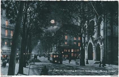 CPA  Carte Postale France-Nice la nuit Avenue de la Gare 1909 VM48690ok