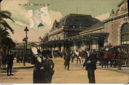 CPA Nice Gare PLM Chevaux