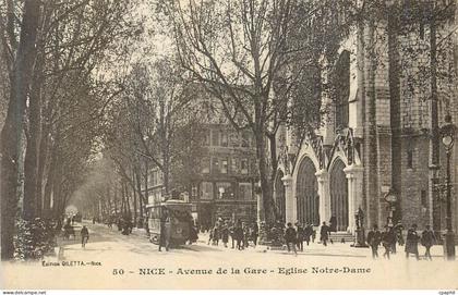 CPA Nice Avenue de la Gare Eglise Notre Dame Tramway