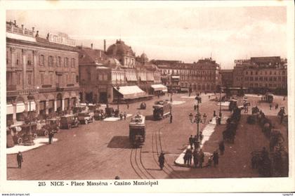 CPA Nice Place Massena Casino municipal Tramways