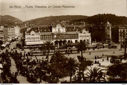 CPA Nice Place Massena Et Casino Municipal Tramway