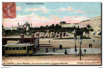 CPA Nice Place Massena Les Nouveaux Jardins Et Avenue Massena Tramway