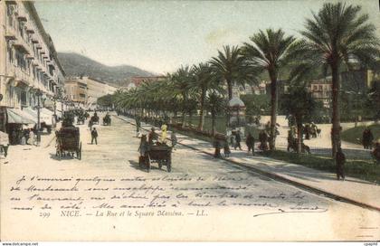 CPA Nice la rue et le Square Massena