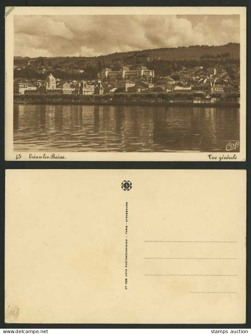 France Old Postcard EVIAN-LES-BAINS River General View