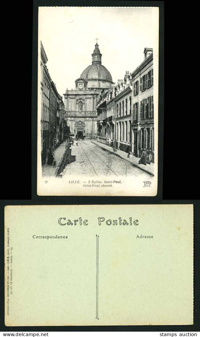 France Old Postcard LILLE Saint-Paul Church Horse Cart