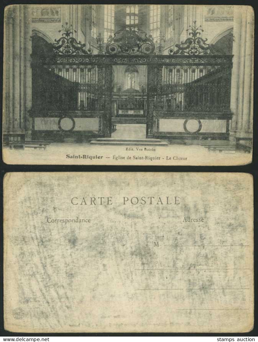 France Old Postcard SAINT-RIQUIER Eglise de Saint-Riquier Church Interior Gate