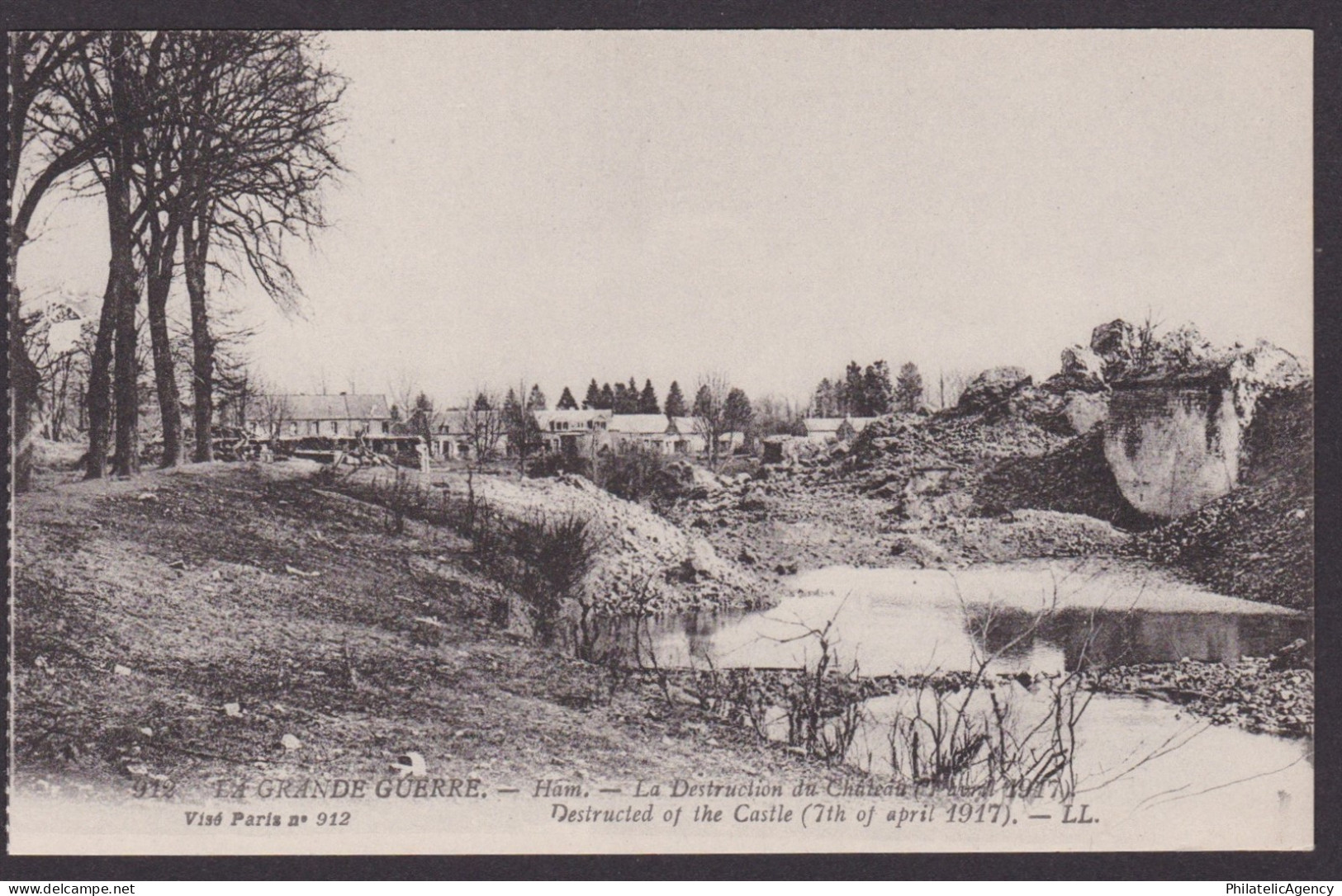 FRANCE, Postcard, Ham, Destructed of the Castle, WWI