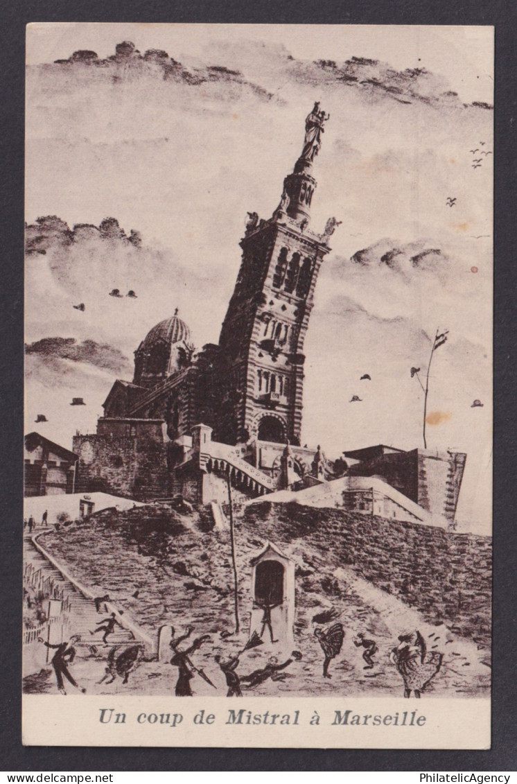 FRANCE, Postcard, Marseille, A blow from the Mistral in Marseille