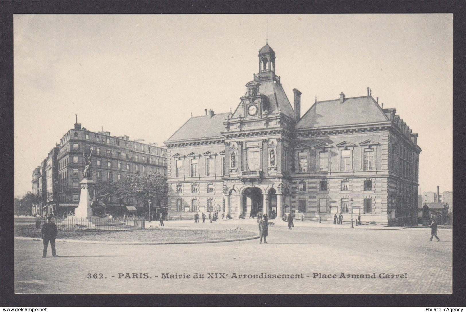 FRANCE, Postcard, Paris, Town Hall of the XIX Arrondissement Place Armand Carrel