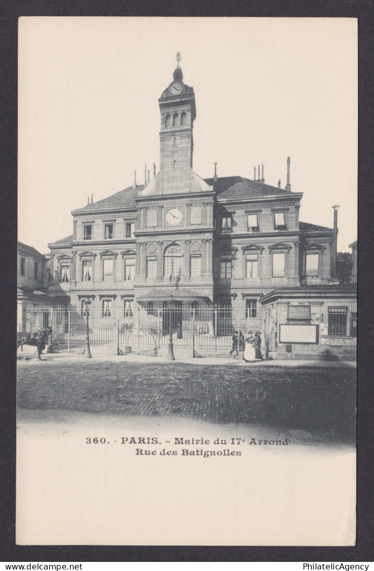 FRANCE, Postcard, Paris, Town Hall of the XVII Arrondissement, Rue Batignolles
