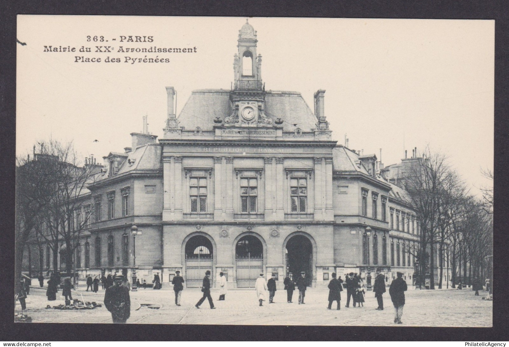 FRANCE, Postcard, Paris, Town Hall of the XX Arrondissement, Place des Pyrenees