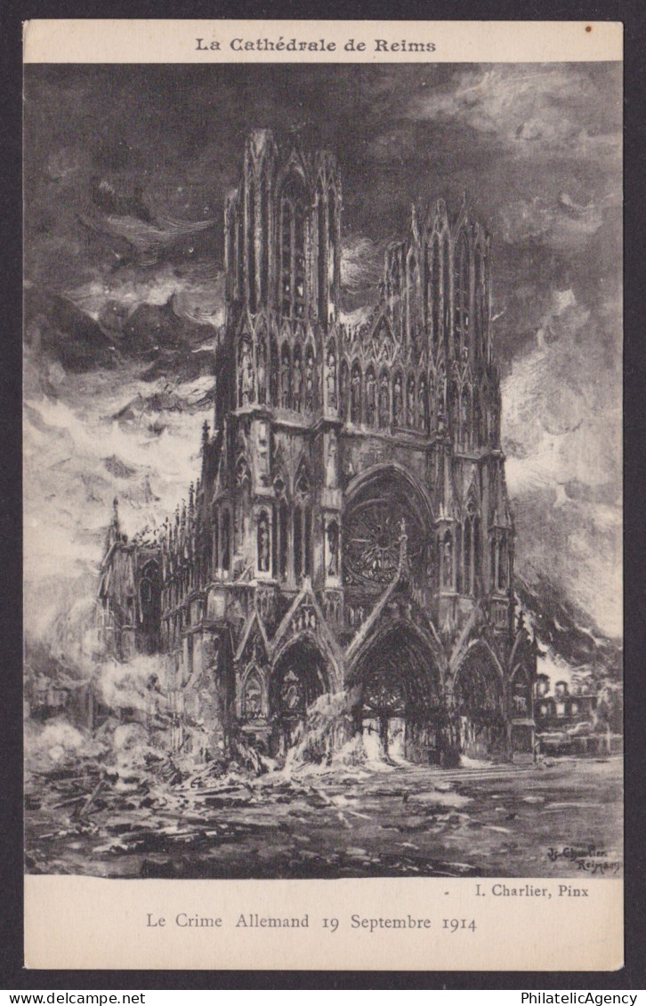 FRANCE, Postcard, Reims, La Cathédrale de Reims, WWI