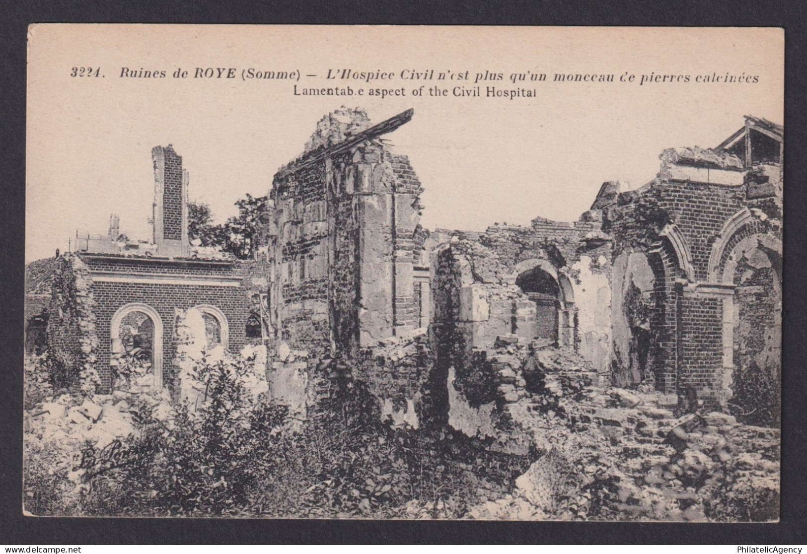 FRANCE, Postcard, Roye, The Civil Hospital, WWI