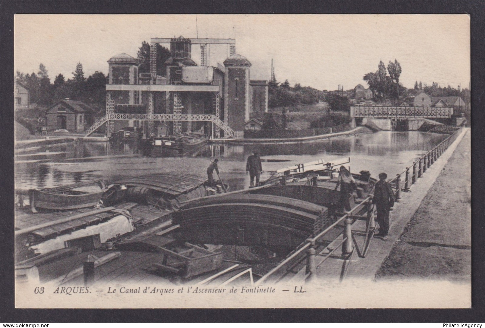 FRANCE, Postcard RPPC, Arques, The Arques Canal and the Fontinette Elevator