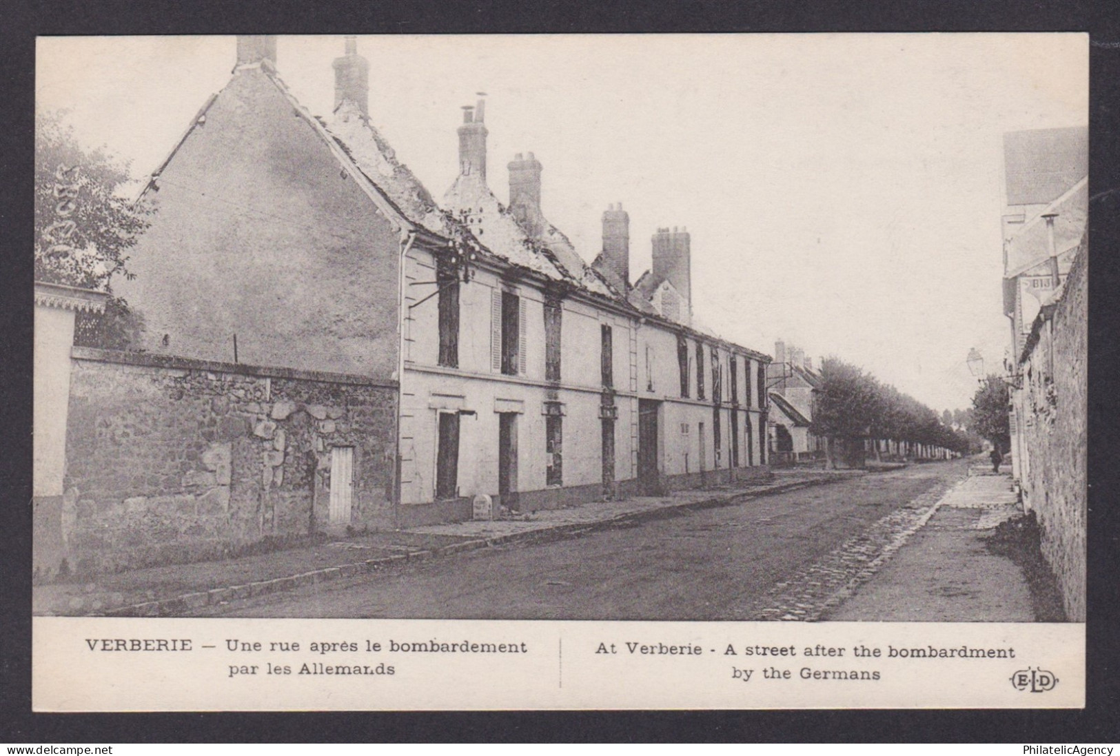 FRANCE, Postcard, Verberie, A street after the bombardment by the Germans, WWI