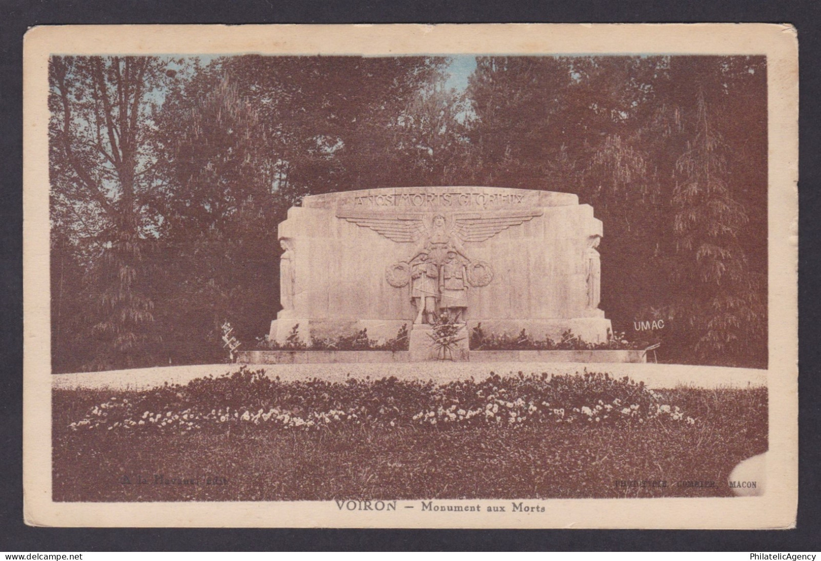 FRANCE, Postcard, Voiron, War Memorial, WWI, Posted