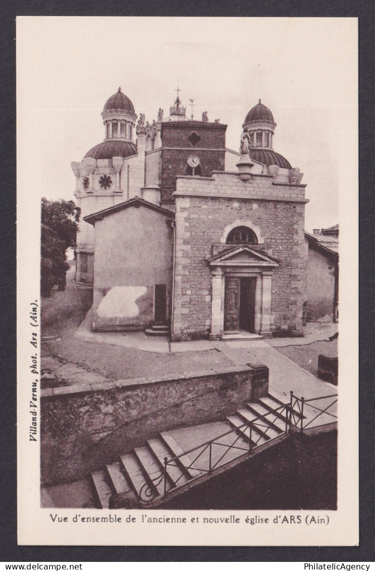 FRANCE, RPPC Postcard, Ars-sur-Formans, The old and new church
