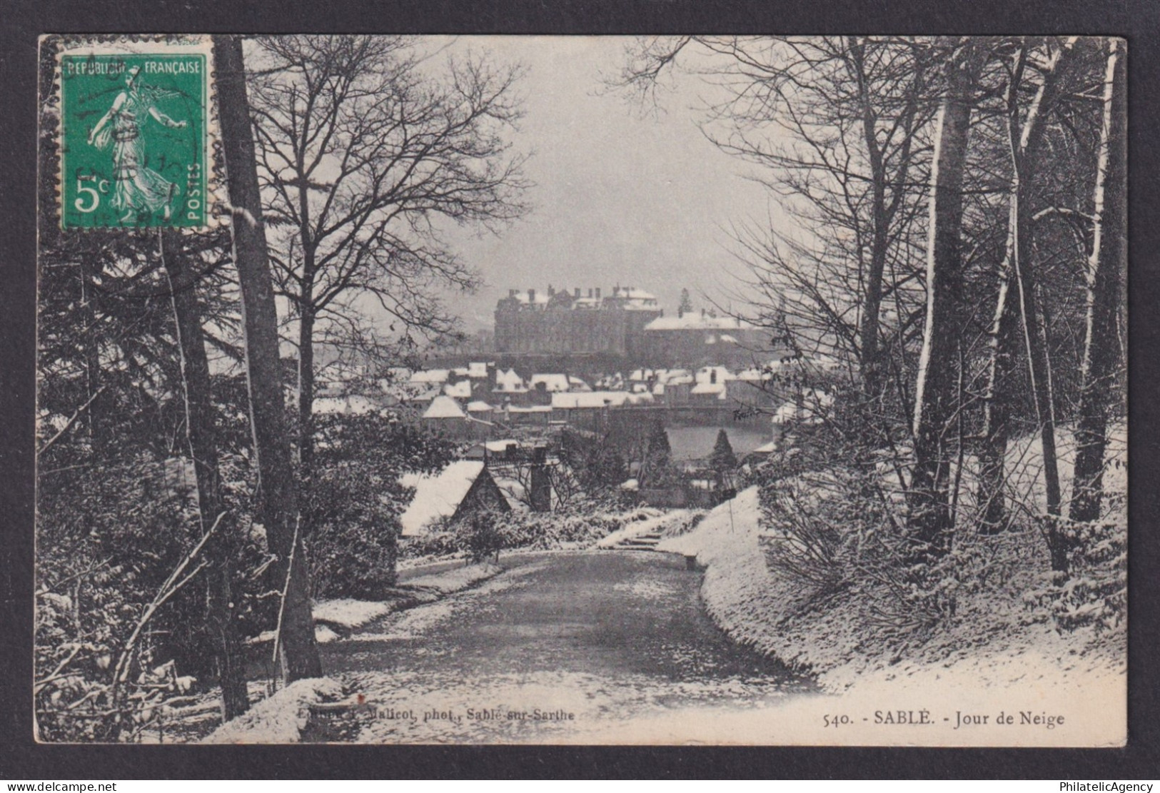 FRANCE, RPPC Postcard, Sablé-sur-Sarthe, Snowy day