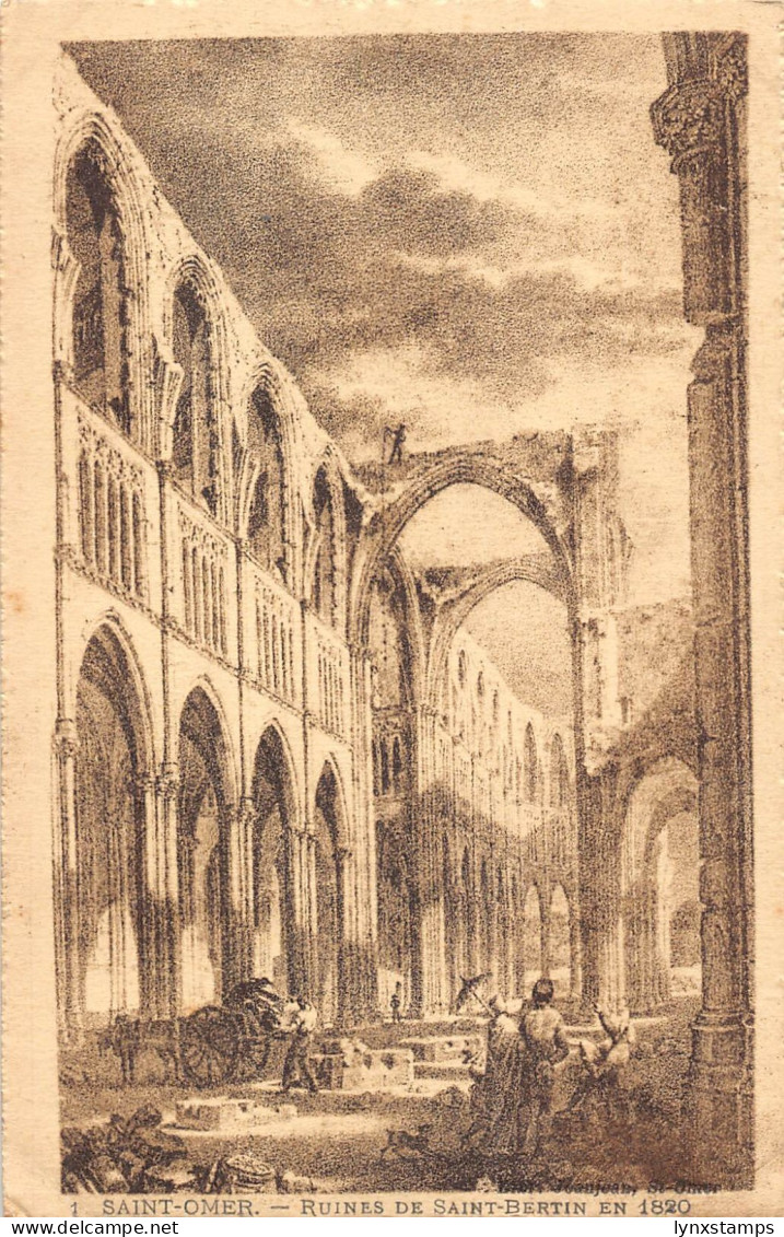 France Saint Omer Ruines de Saint Bertin vintage postcard