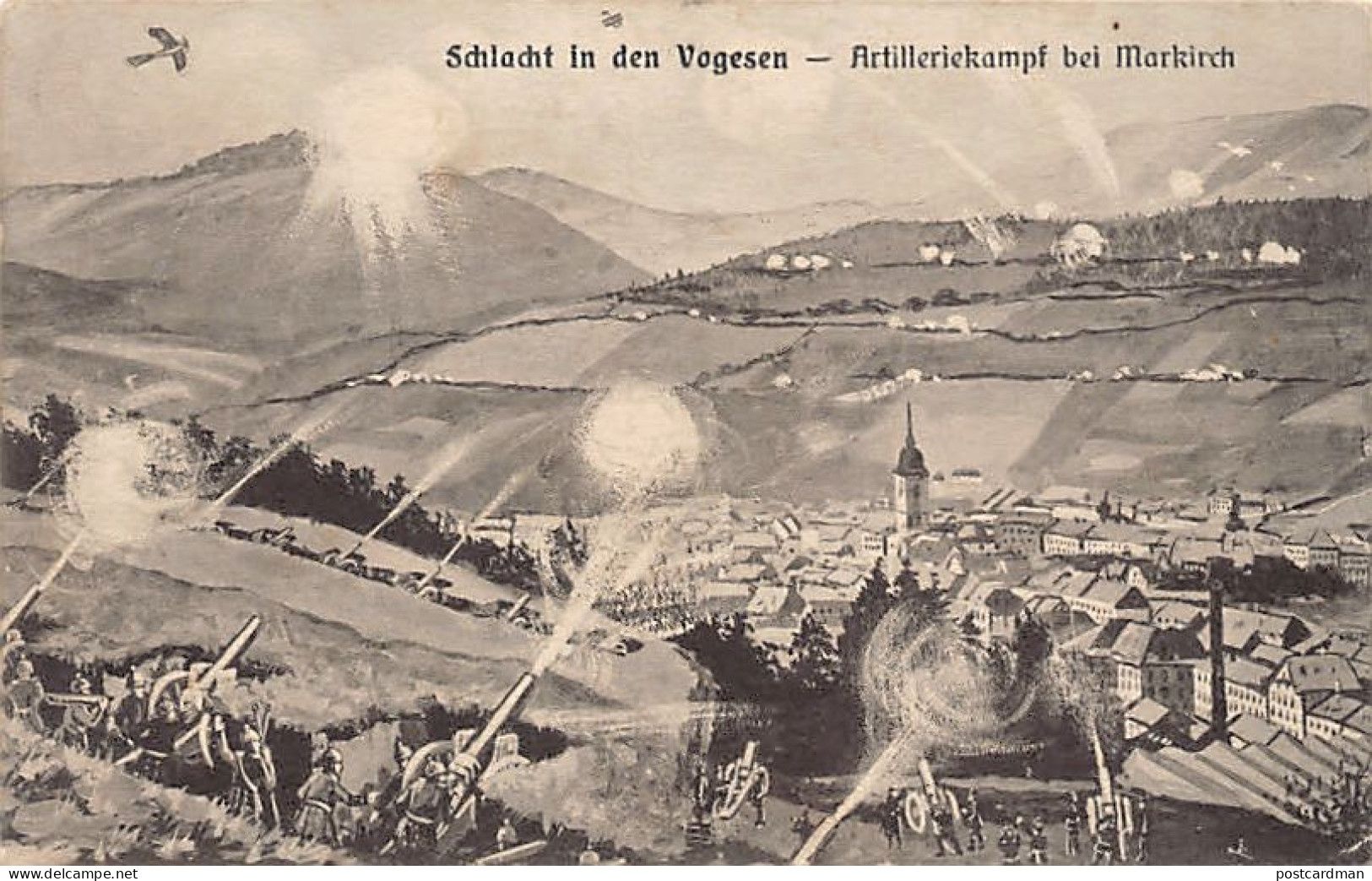 France - SAINTE-MARIE-AUX-MINES (68) 1915 Bataille dans les Vosges. Combat d'artillerie près de Sainte-Marie-aux-Mines