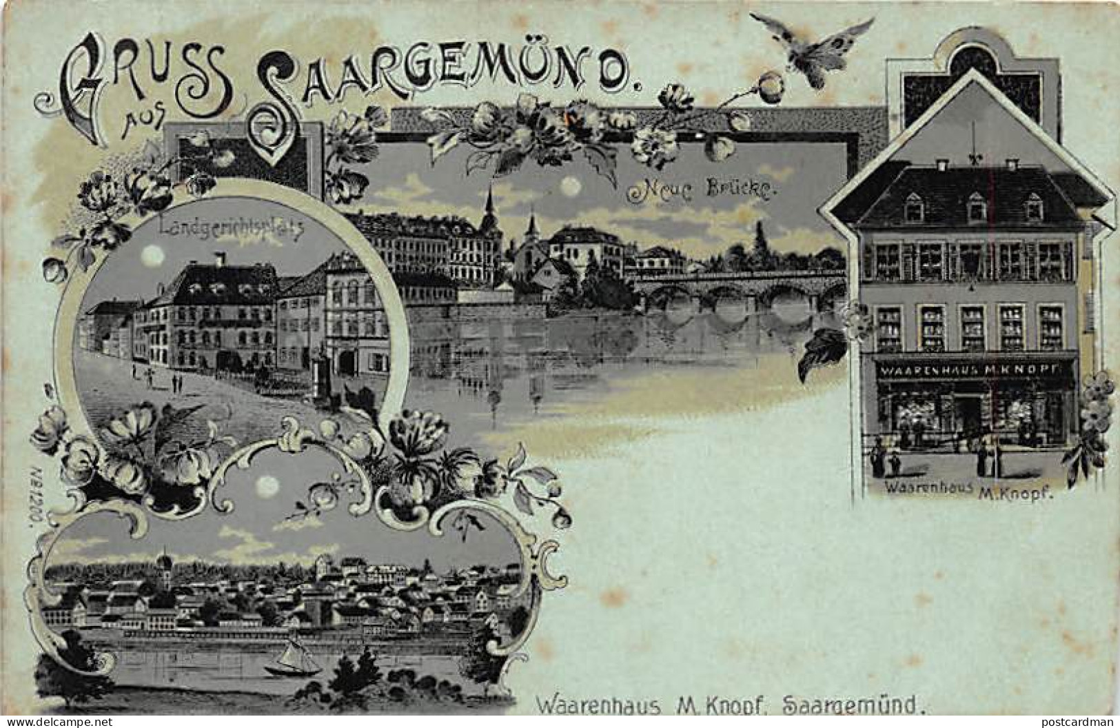 France - SARREGUEMINES - Carte Litho - Magasin M. Knopf, Editeur de Cartes Postales