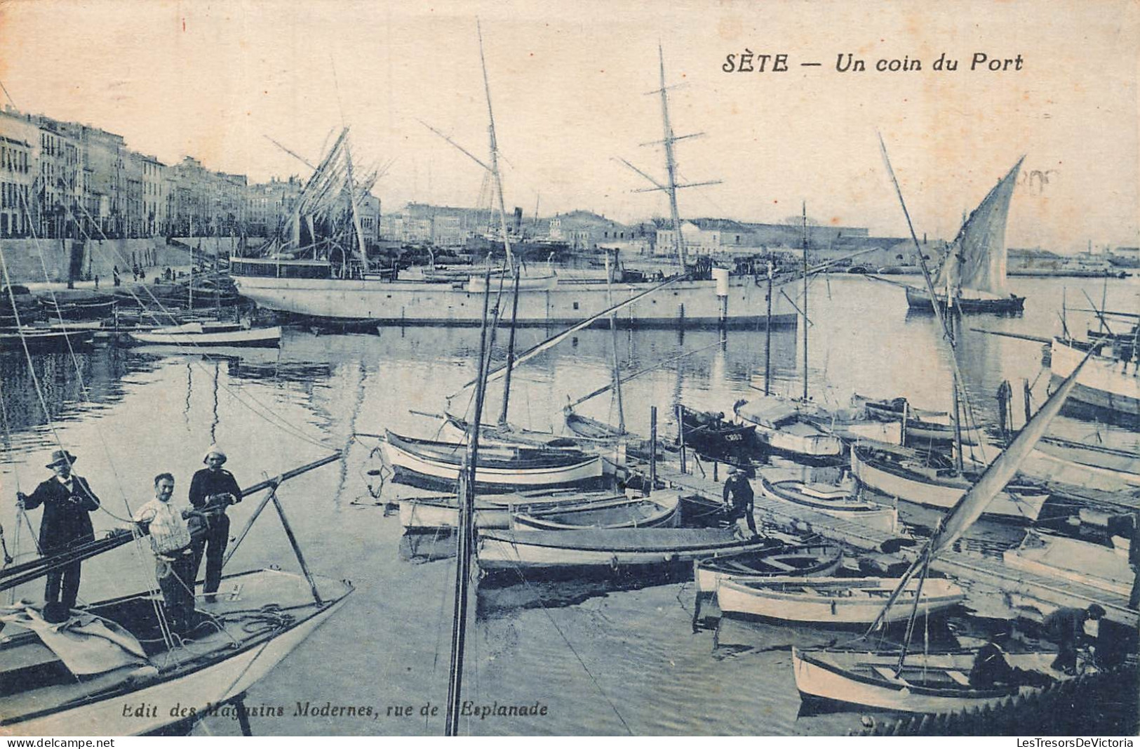 FRANCE - Sète - Port - Bateau - Transport maritime - Quai - Avenue - animé - Carte postale ancienne