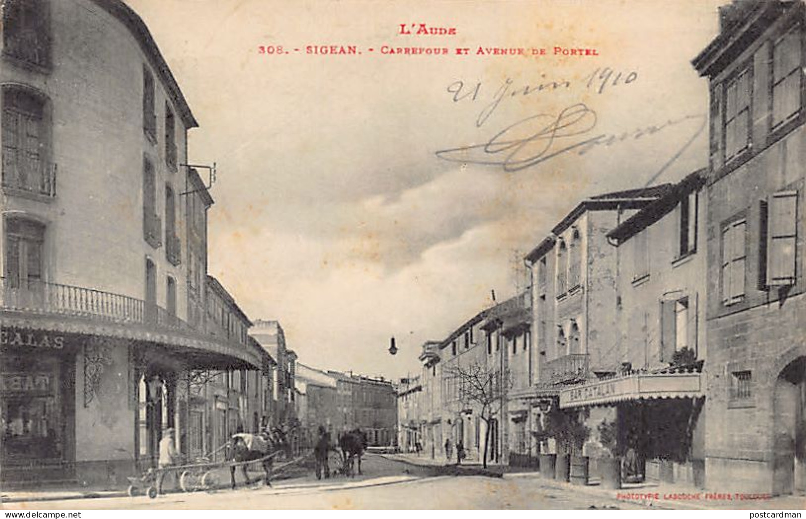 France - SIGEAN (11) Carrefour et avenue de Portel - Bar Catalan - Ed. Labouche Frères 308