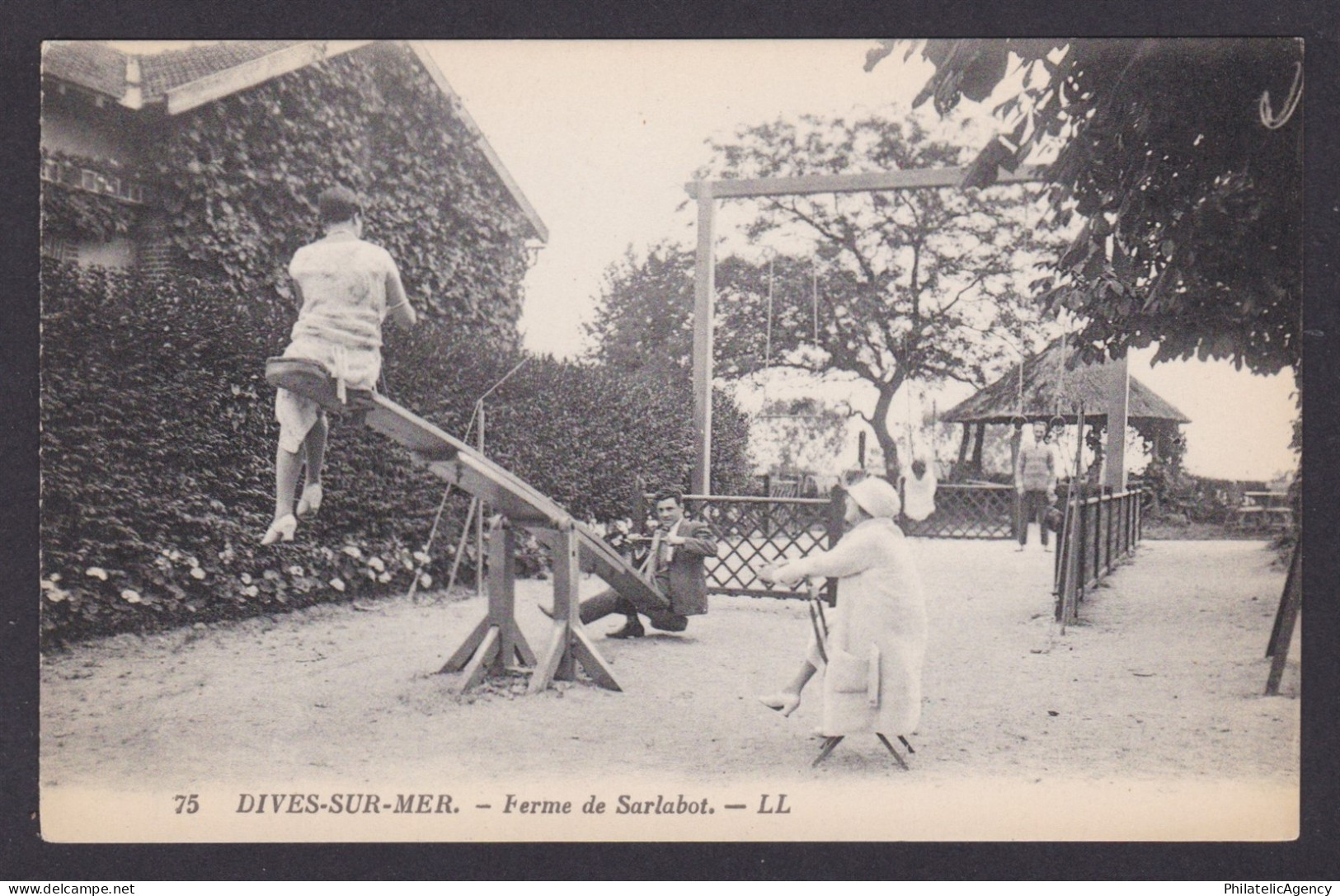 FRANCE, Vintage postcard, Dives-sur-Mer, The seesaw
