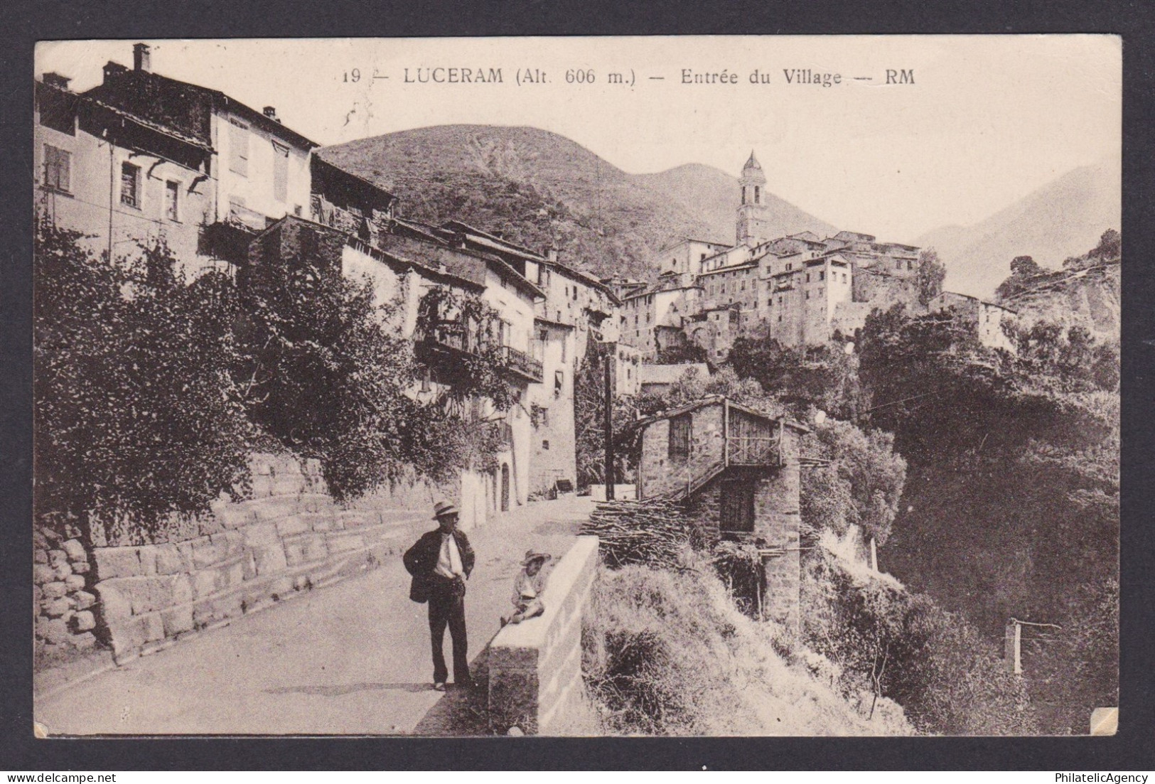 FRANCE, Vintage postcard, Lucéram, Entrance to the Village