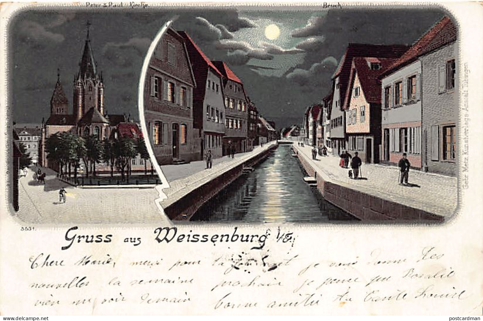 France - WISSEMBOURG (67) Litho - La nuit