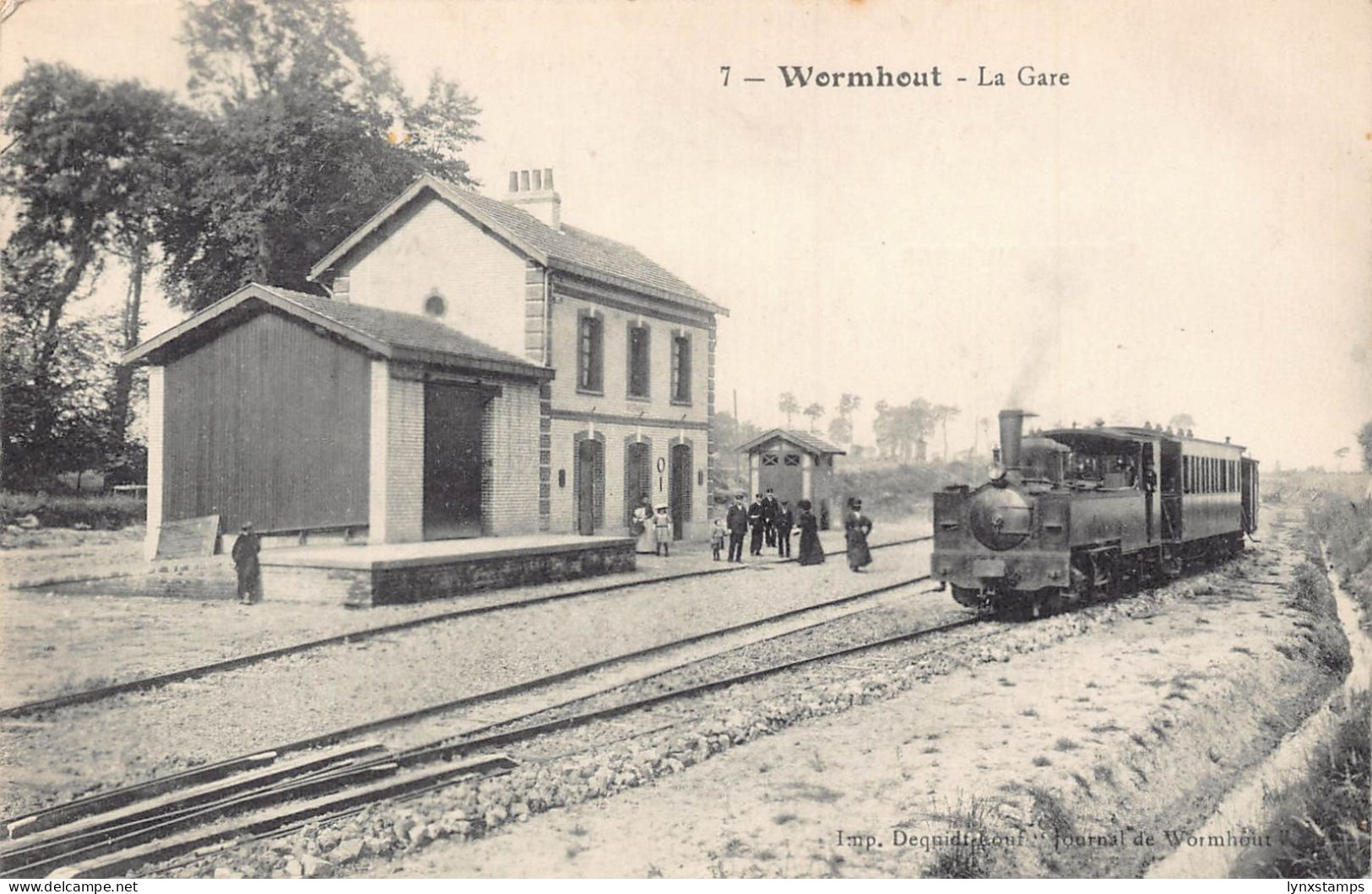 France Wormhout Railway Station Steam Train Gare vintage postcard C320