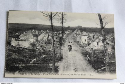 Vaux, le village et route de Paris, Aisne 02