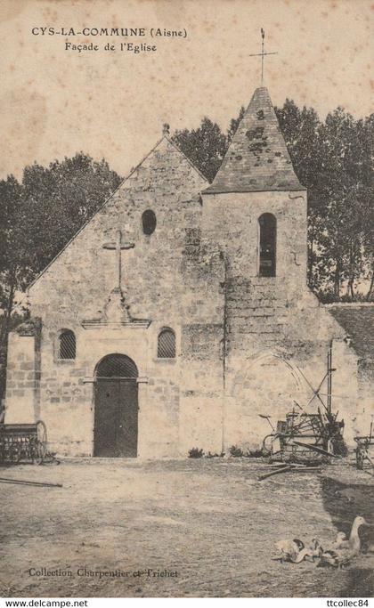 CPA-02-CYS LA COMMUNE-Façade de l'église-Pas commune