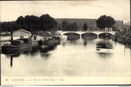 CPA Soissons Aisne, Schiffahrt, Hafen, Brücke, Wasser, Soissons