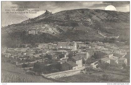 Ardèche- Saint-Péray -Vue générale, Au fond le Château de Crussol.