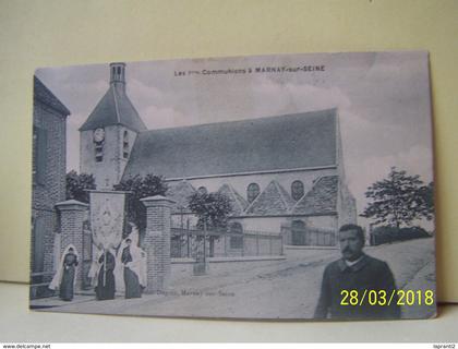MARNAY-SUR-SEINE (AUBE) LA RELIGION. LES 1ERES COMMUNIONS.
