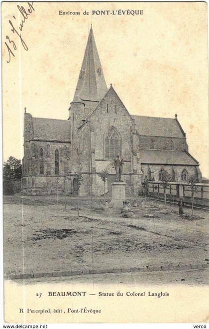 Carte Postale Ancienne de environ de PONT L'EVEQUE-BEAUMONT statut du Colonel Langlois